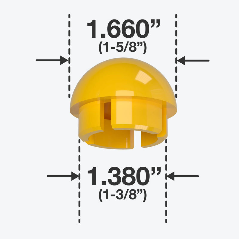 Load image into Gallery viewer, 1-1/4 in. Internal Ball Cap - Furniture Grade PVC - Yellow - FORMUFIT
