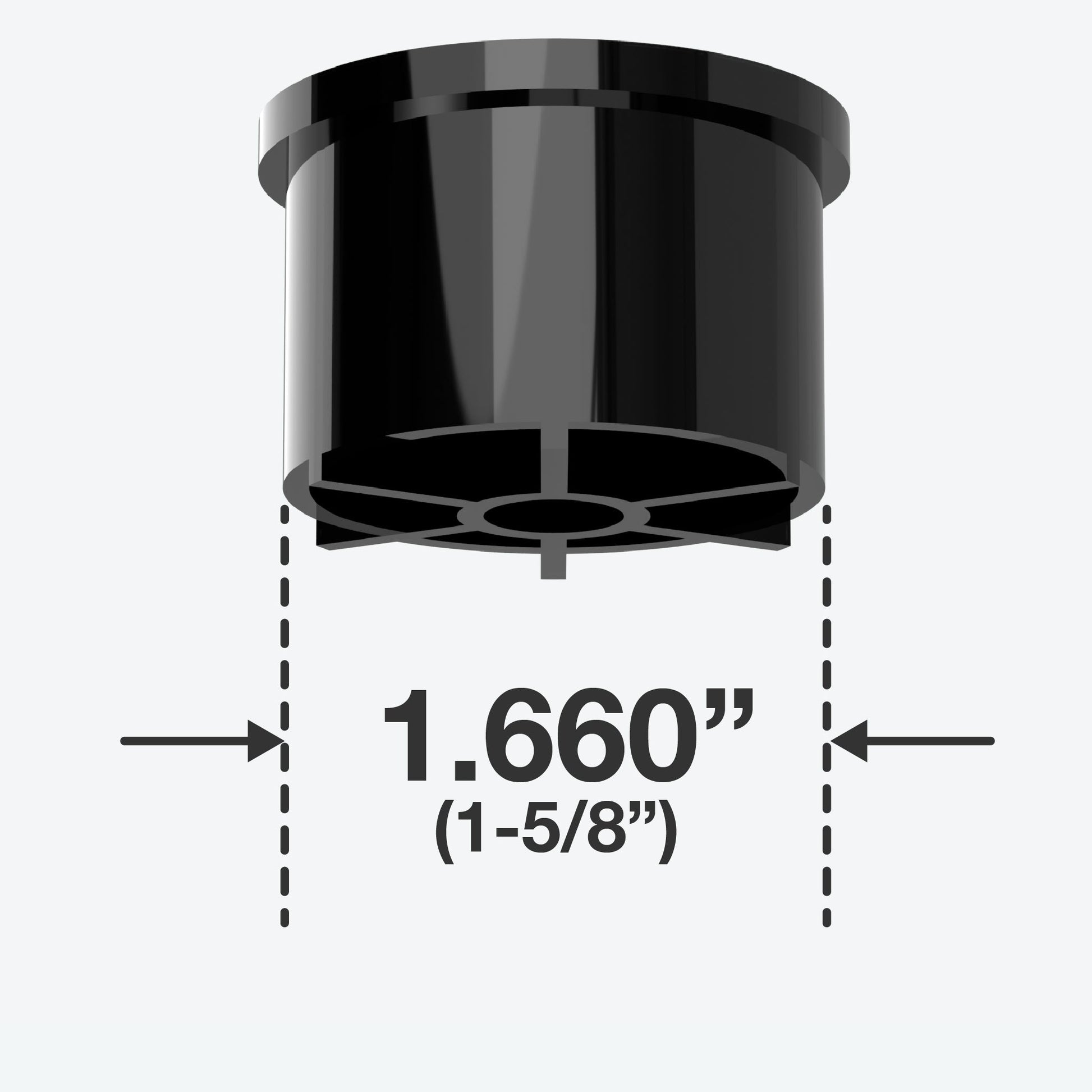 1-1/4 in. Caster Fitting Insert - Furniture Grade PVC - Black - FORMUFIT