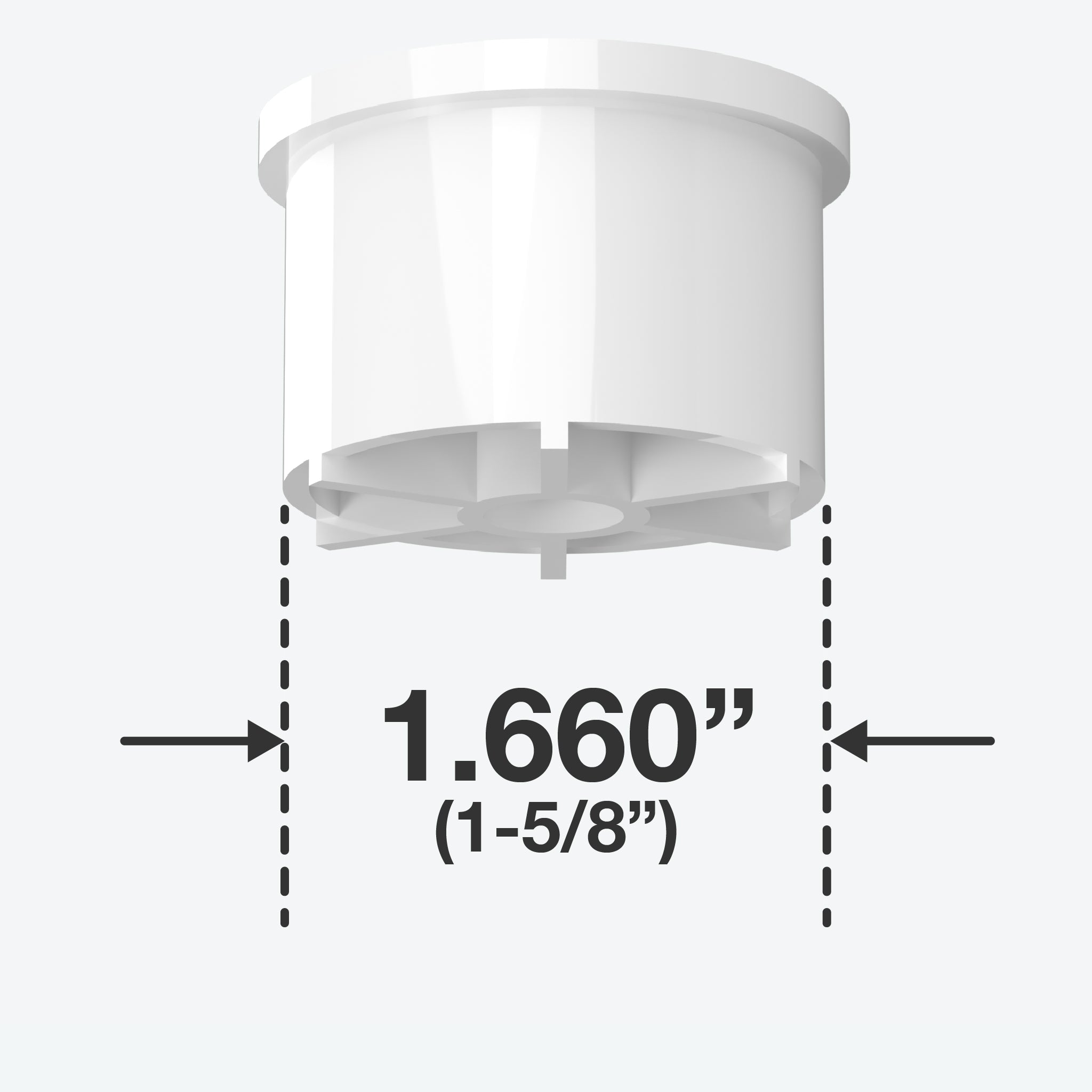 1-1/4 in. Caster Fitting Insert - Furniture Grade PVC - White - FORMUFIT