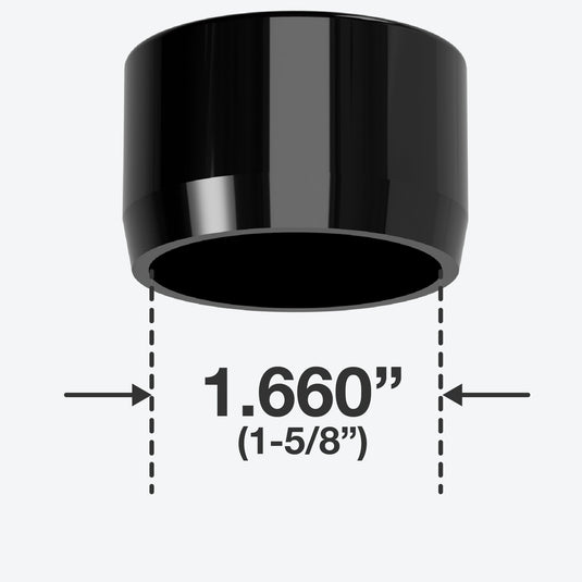 1-1/4 in. Caster Pipe Cap - Furniture Grade PVC - Black - FORMUFIT