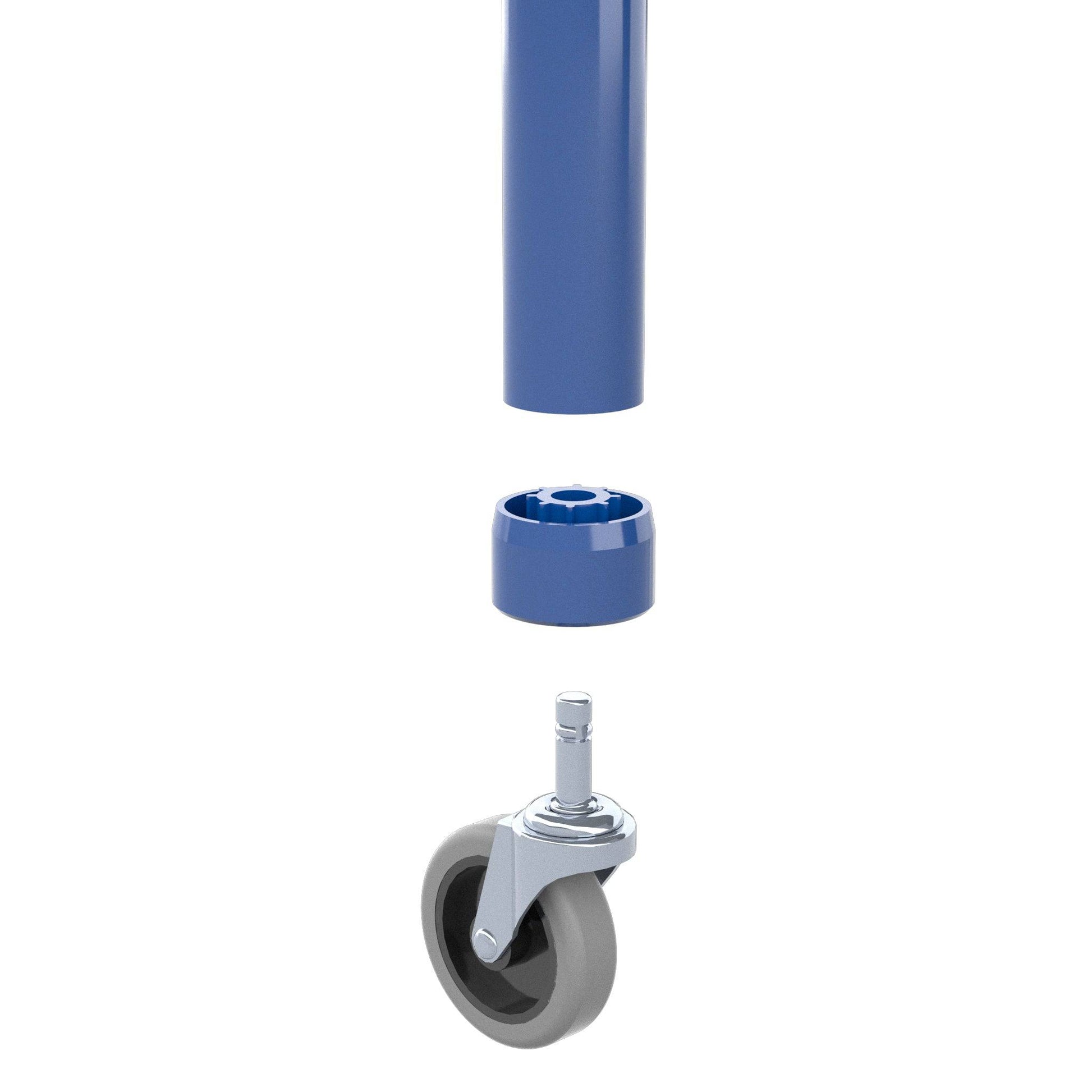 1-1/4 in. Caster Pipe Cap - Furniture Grade PVC - Blue - FORMUFIT