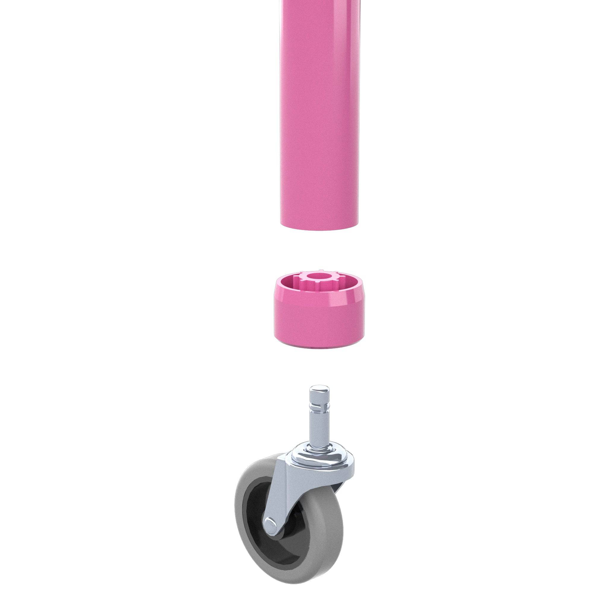 1-1/4 in. Caster Pipe Cap - Furniture Grade PVC - Pink - FORMUFIT