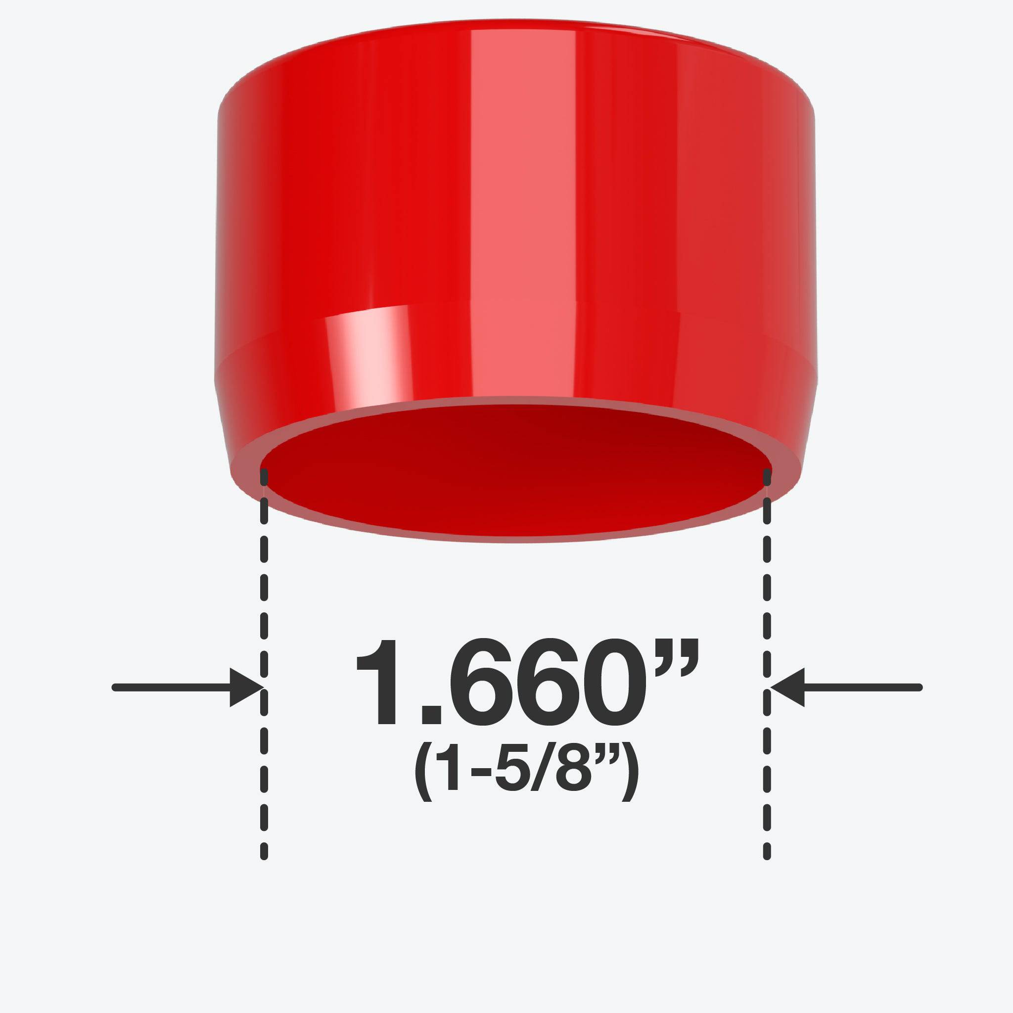 1-1/4 in. Caster Pipe Cap - Furniture Grade PVC - Red - FORMUFIT