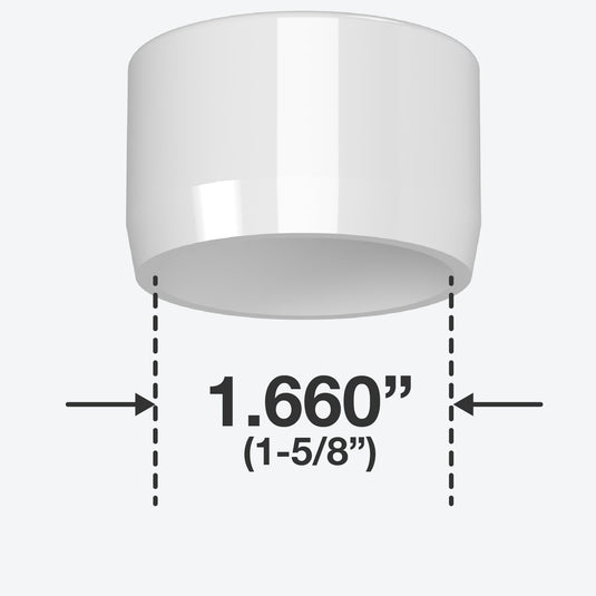 1-1/4 in. Caster Pipe Cap - Furniture Grade PVC - White - FORMUFIT