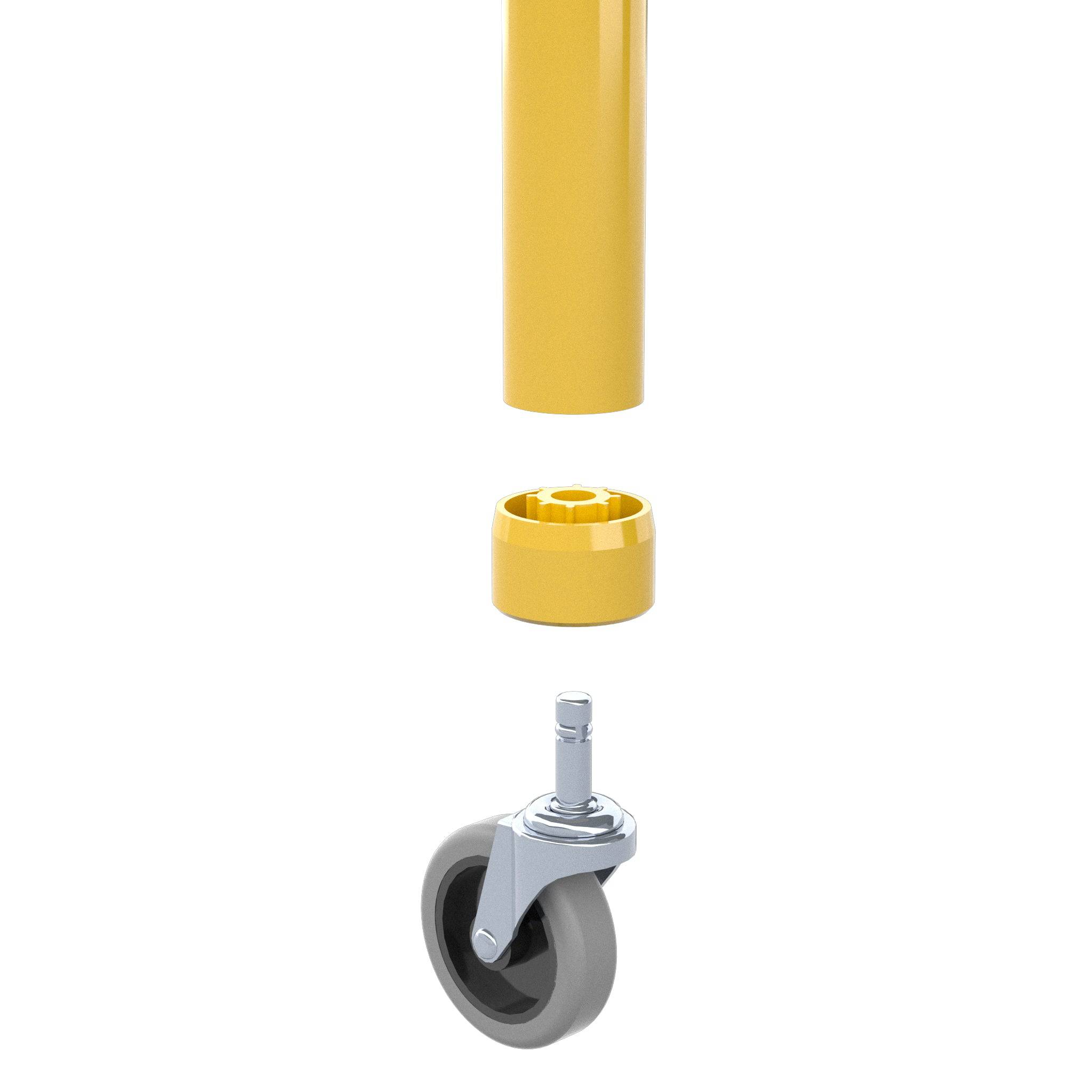 1-1/4 in. Caster Pipe Cap - Furniture Grade PVC - Yellow - FORMUFIT