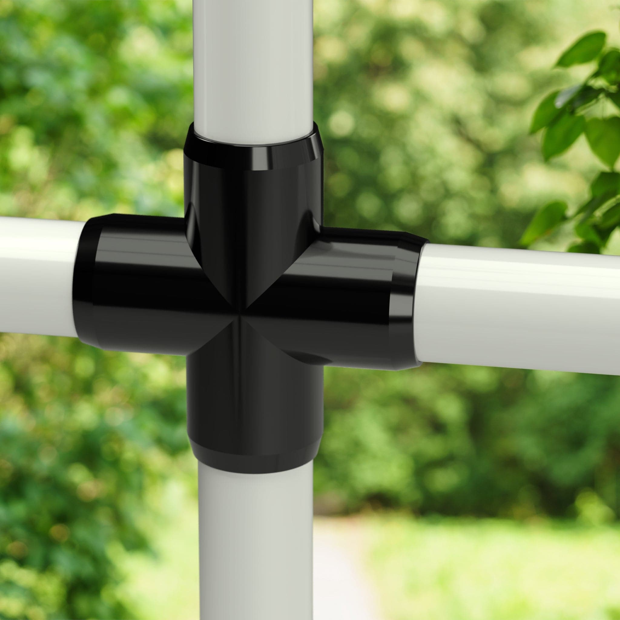 1-1/2 in. Furniture Grade PVC Cross Fitting - Black - FORMUFIT