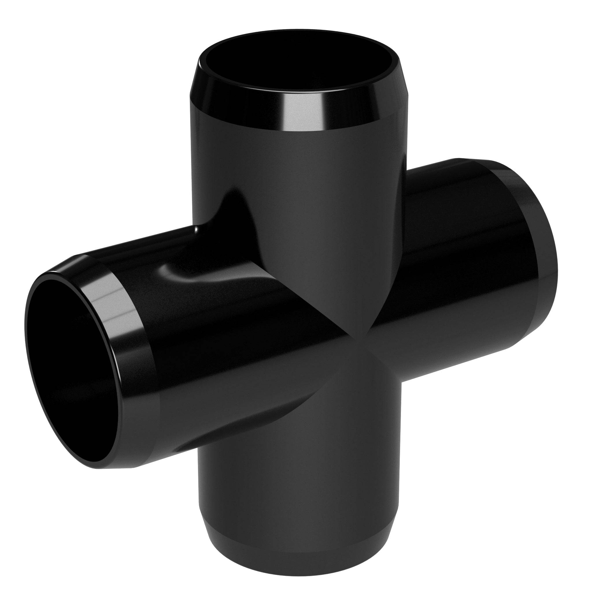 1-1/2 in. Furniture Grade PVC Cross Fitting - Black - FORMUFIT