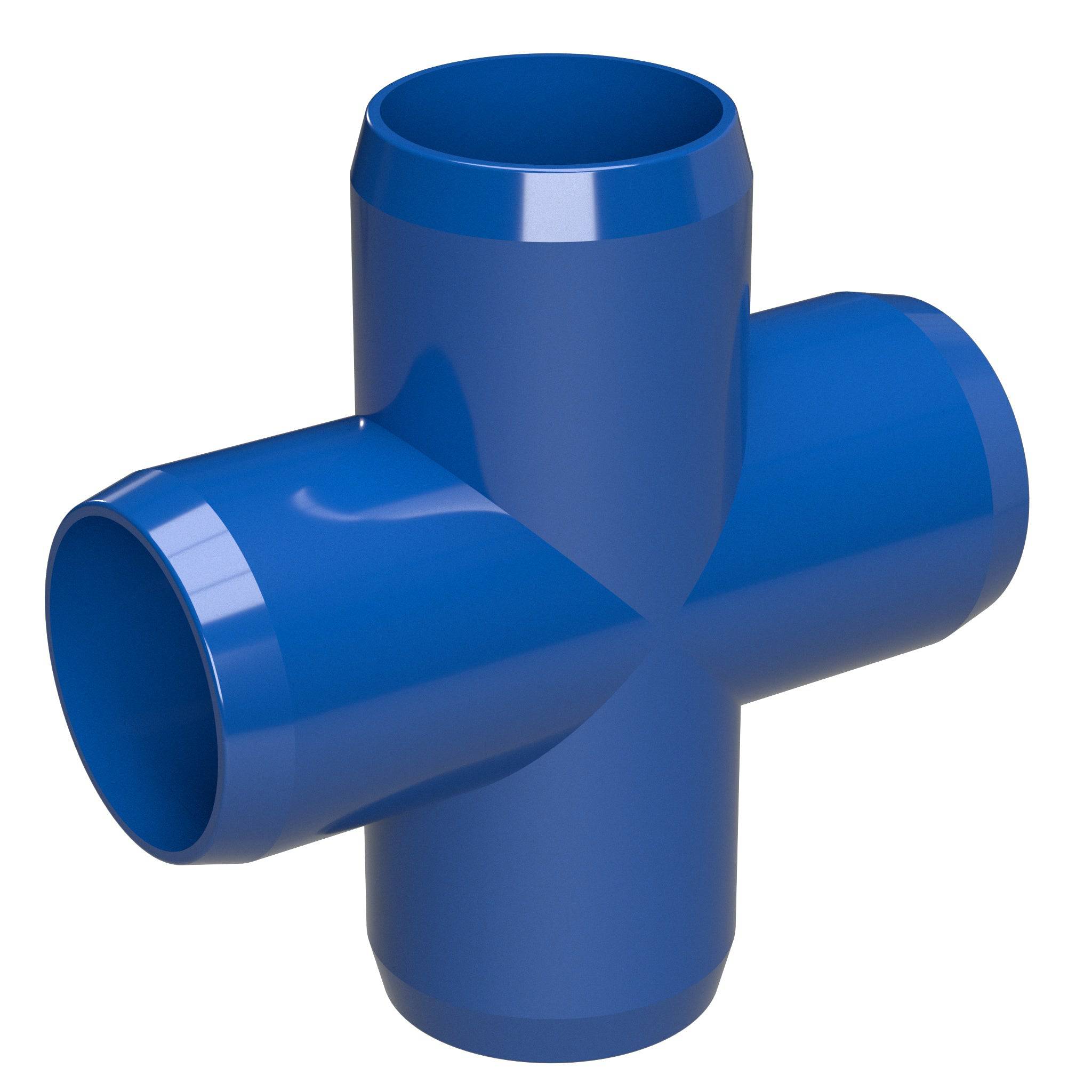 1-1/2 in. Furniture Grade PVC Cross Fitting - Blue - FORMUFIT