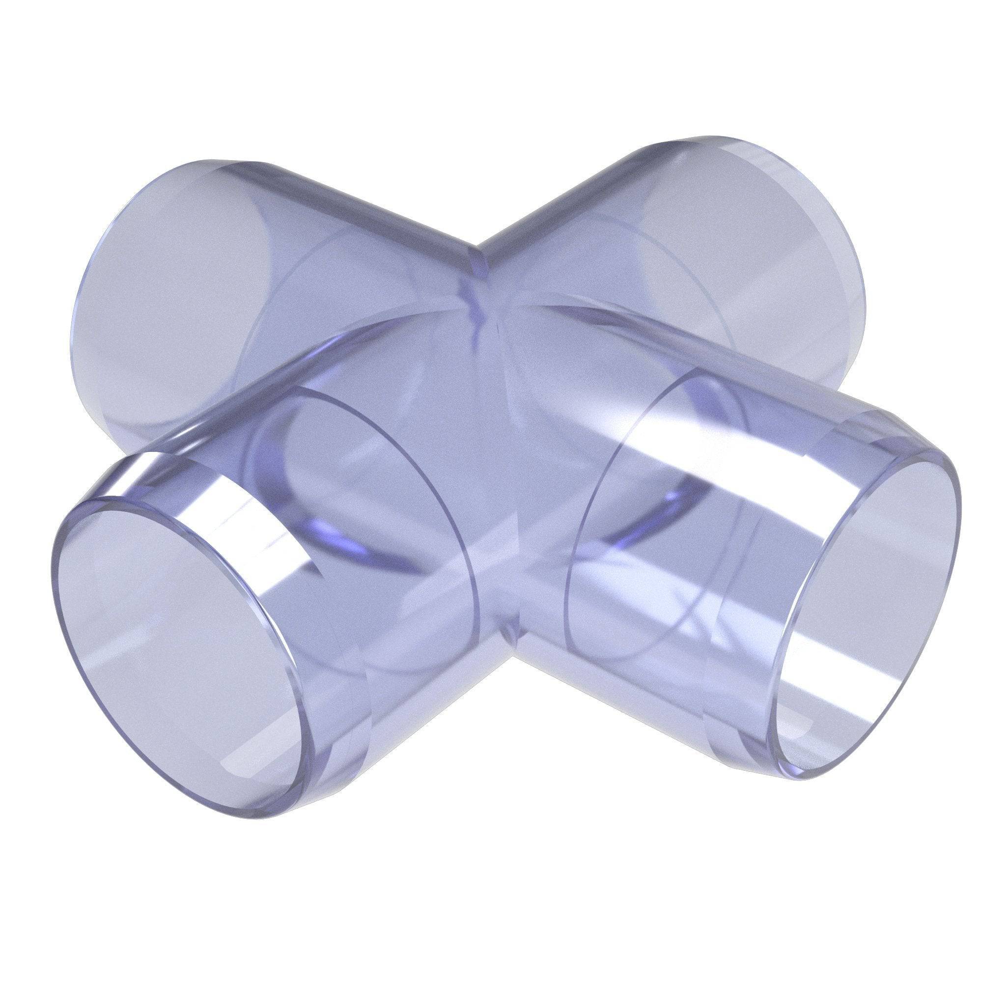 1-1/2 in. Furniture Grade PVC Cross Fitting - Clear - FORMUFIT