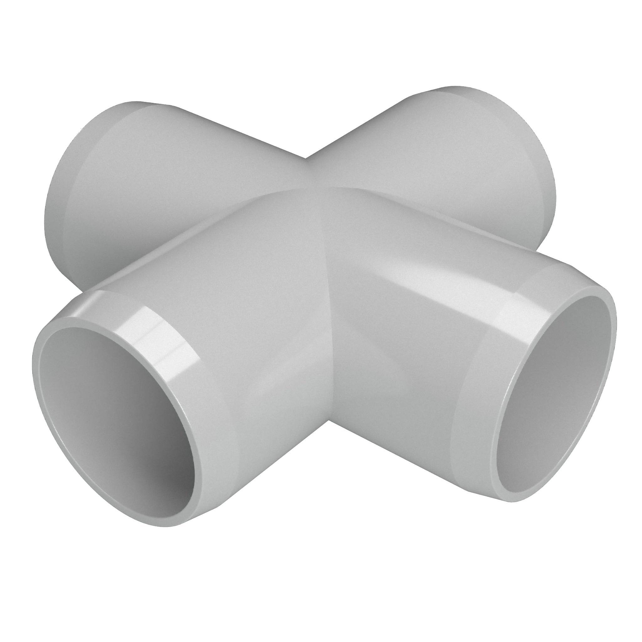 1-1/2 in. Furniture Grade PVC Cross Fitting - Gray - FORMUFIT