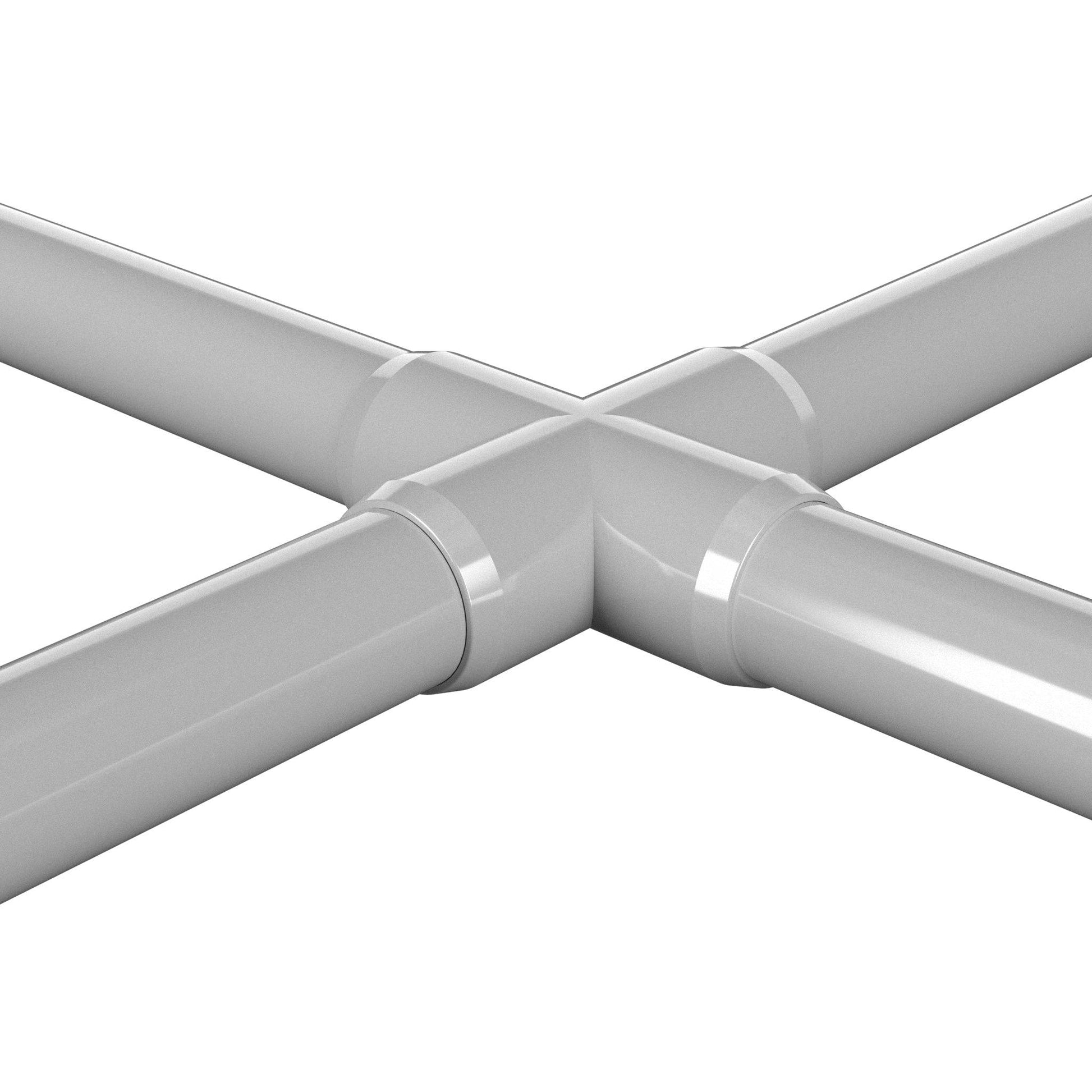 1-1/2 in. Furniture Grade PVC Cross Fitting - Gray - FORMUFIT