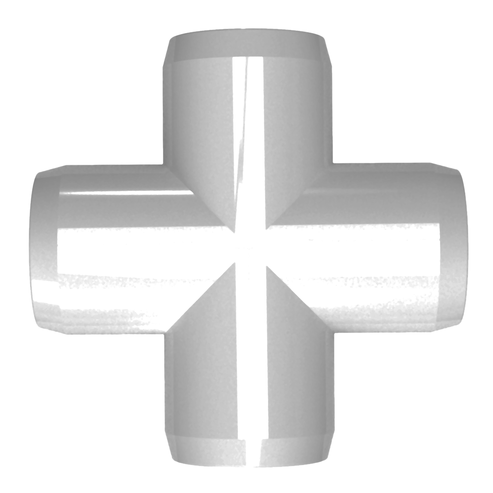 1-1/2 in. Furniture Grade PVC Cross Fitting - Gray - FORMUFIT