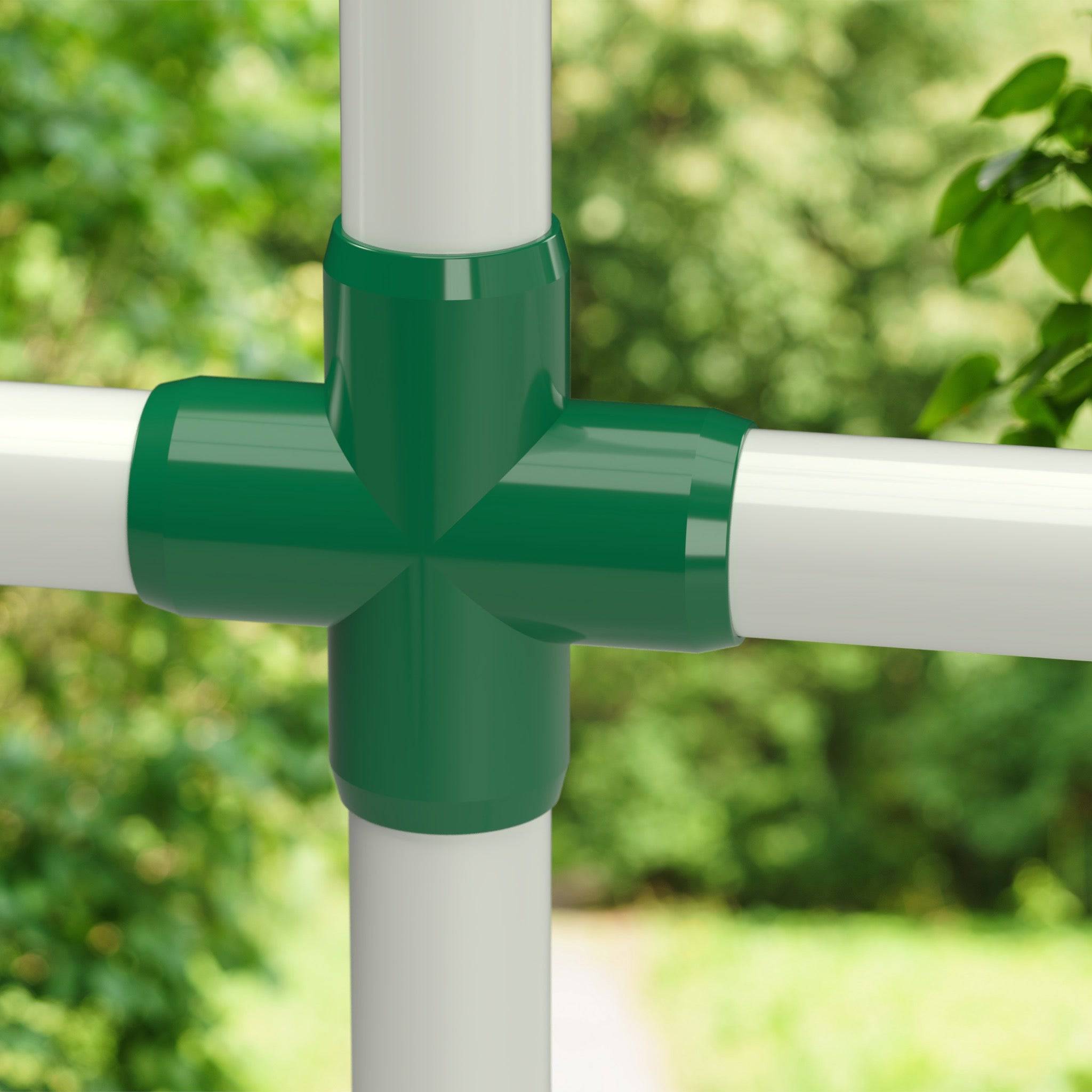 1-1/2 in. Furniture Grade PVC Cross Fitting - Green - FORMUFIT