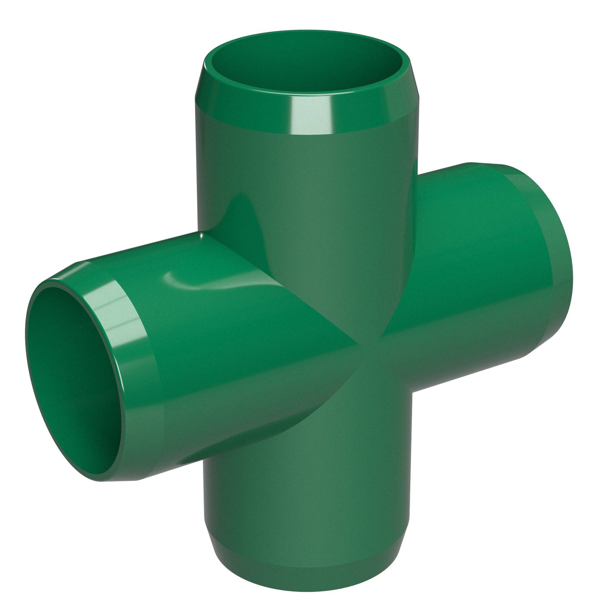 1-1/2 in. Furniture Grade PVC Cross Fitting - Green - FORMUFIT