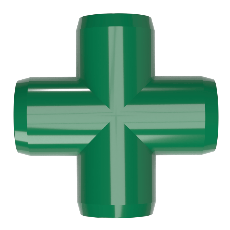 Load image into Gallery viewer, 1-1/2 in. Furniture Grade PVC Cross Fitting - Green - FORMUFIT
