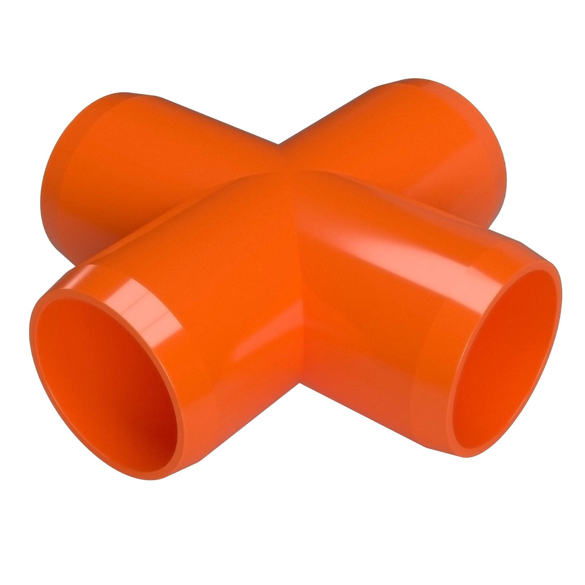 1-1/2 in. Furniture Grade PVC Cross Fitting - Orange - FORMUFIT