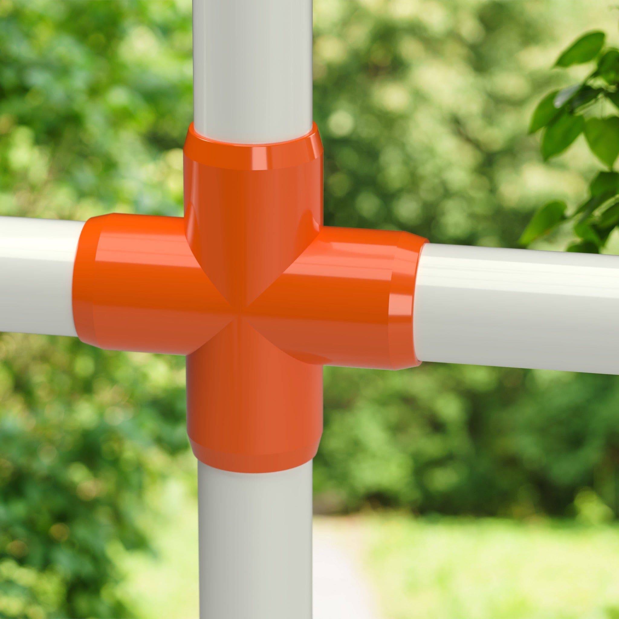 1-1/2 in. Furniture Grade PVC Cross Fitting - Orange - FORMUFIT