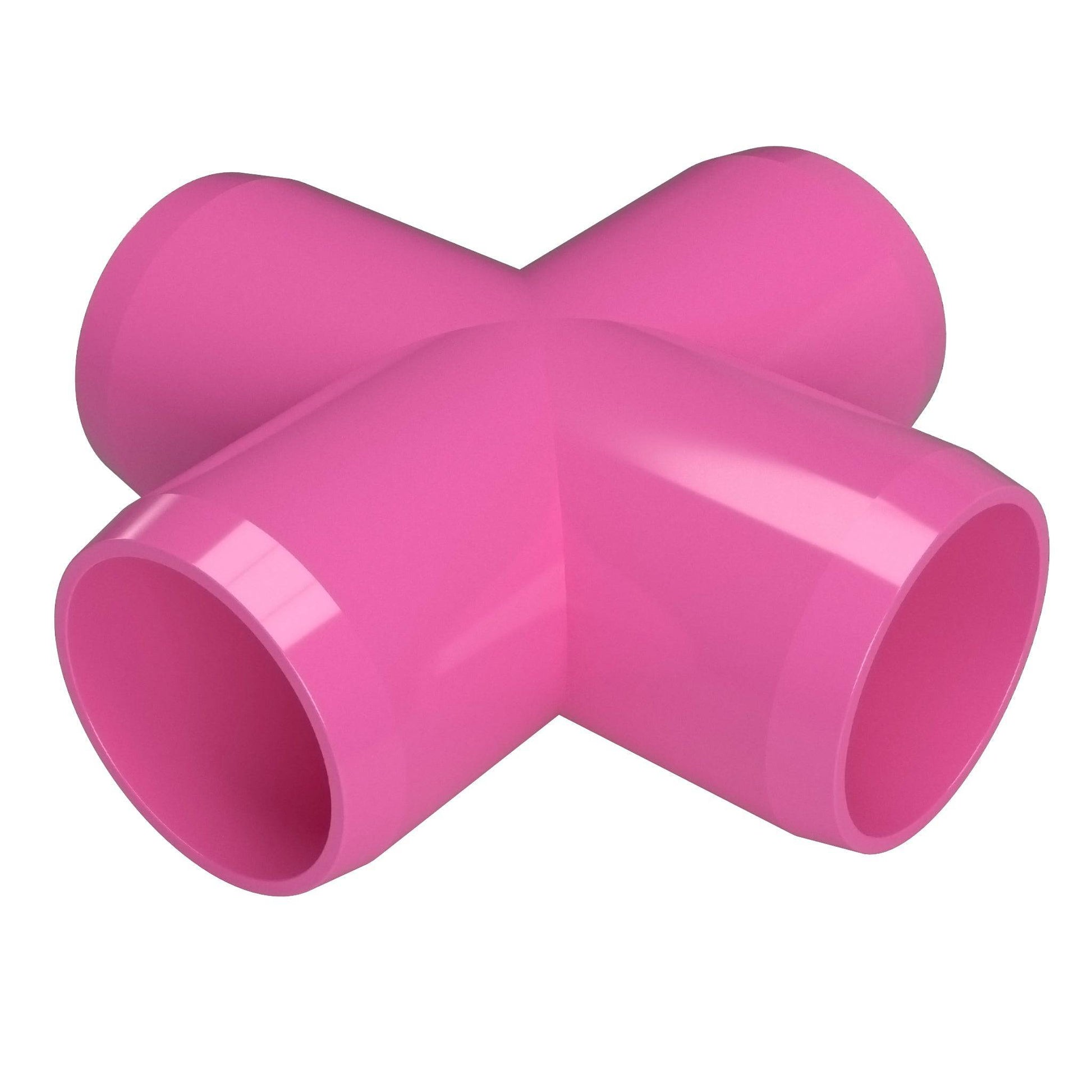 1-1/2 in. Furniture Grade PVC Cross Fitting - Pink - FORMUFIT