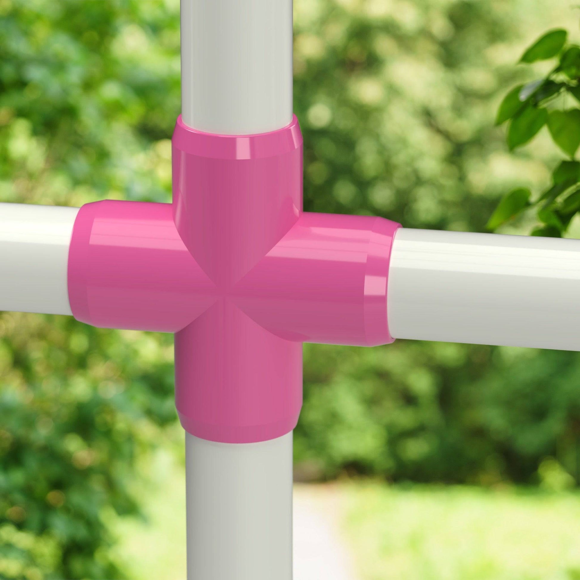 1-1/2 in. Furniture Grade PVC Cross Fitting - Pink - FORMUFIT