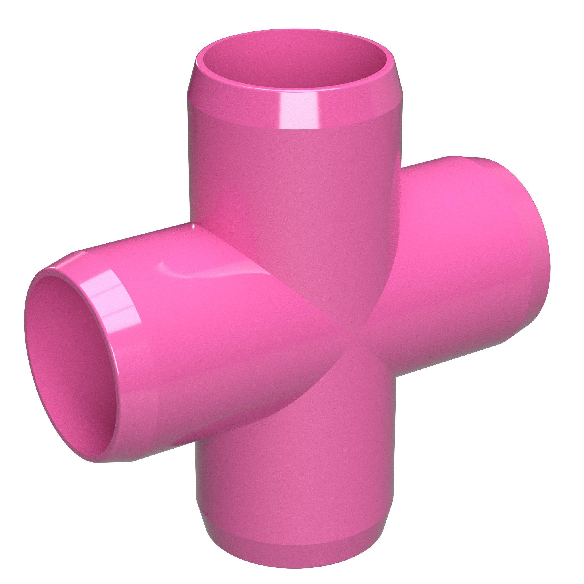 1-1/2 in. Furniture Grade PVC Cross Fitting - Pink - FORMUFIT