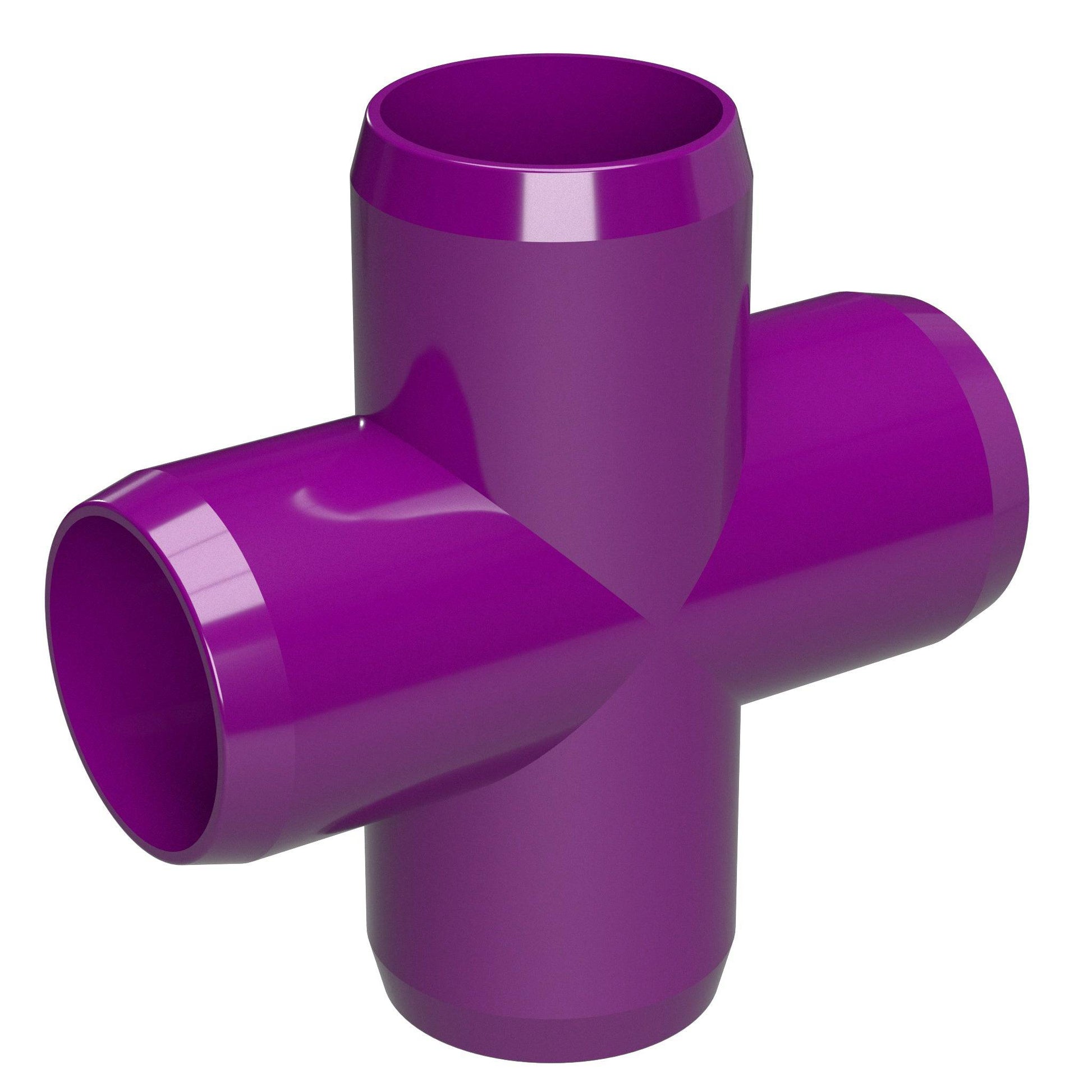 1-1/2 in. Furniture Grade PVC Cross Fitting - Purple - FORMUFIT