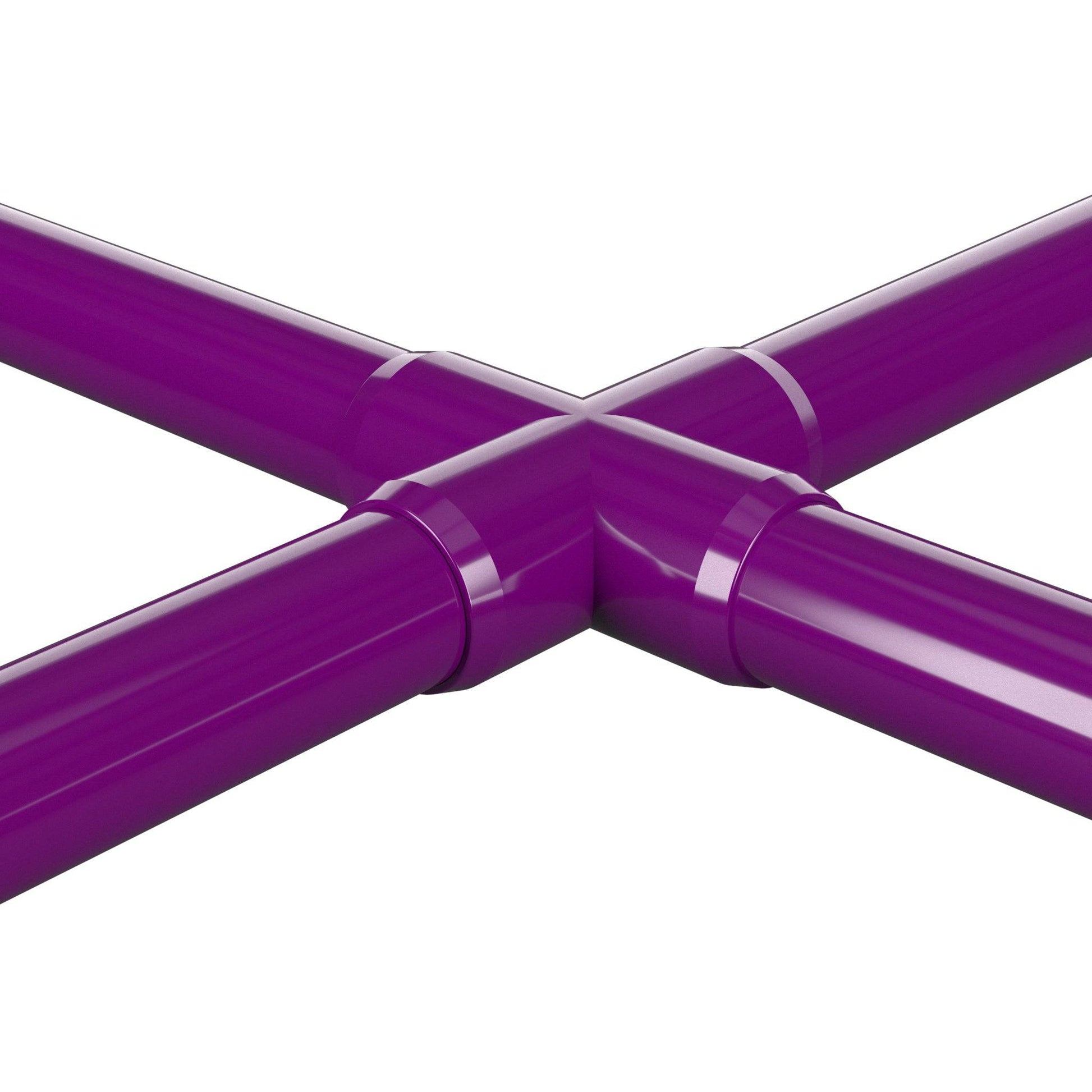 1-1/2 in. Furniture Grade PVC Cross Fitting - Purple - FORMUFIT