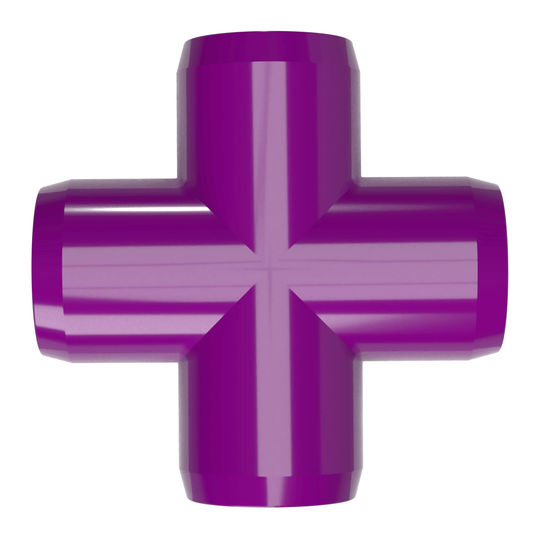 1-1/2 in. Furniture Grade PVC Cross Fitting - Purple - FORMUFIT