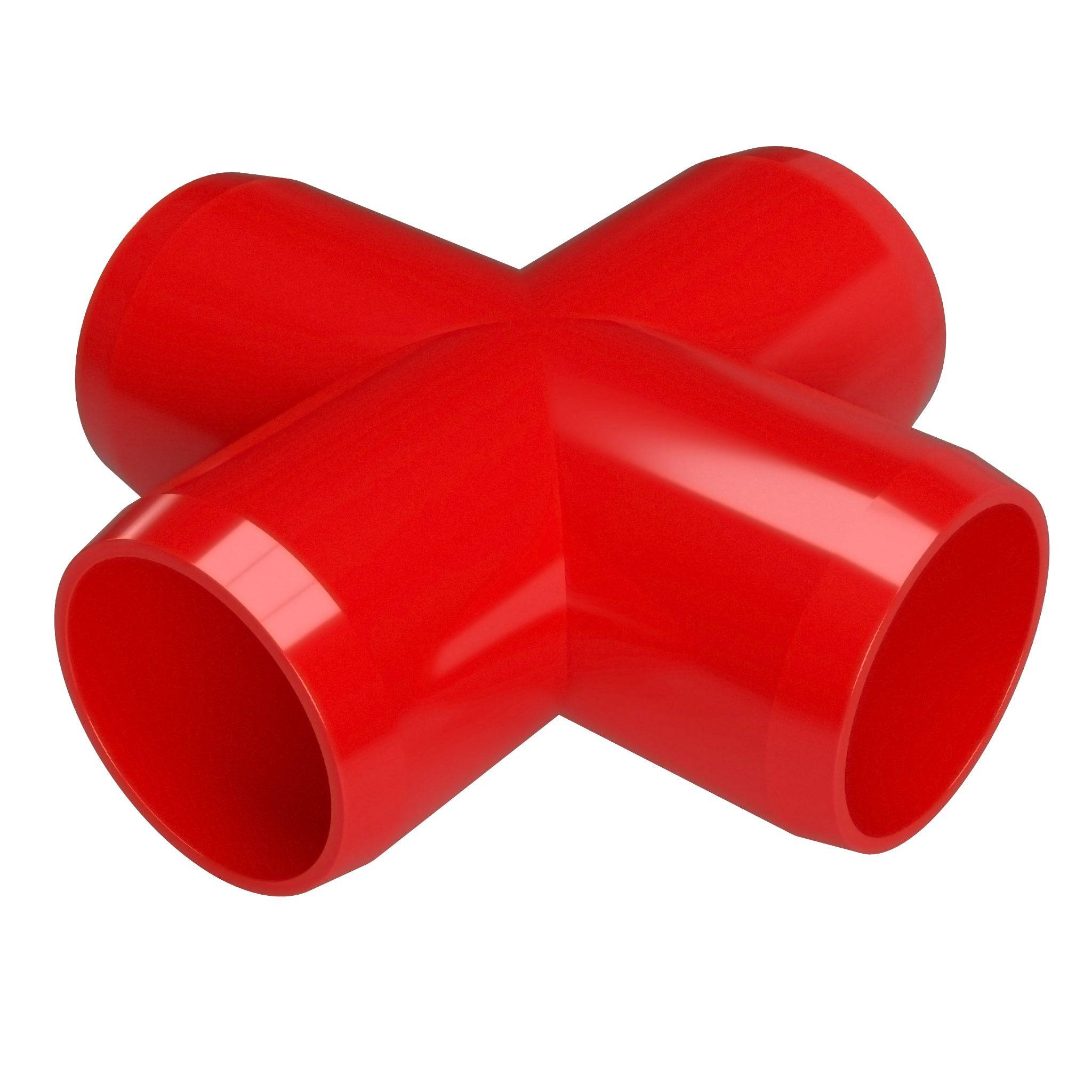 1-1/2 in. Furniture Grade PVC Cross Fitting - Red - FORMUFIT