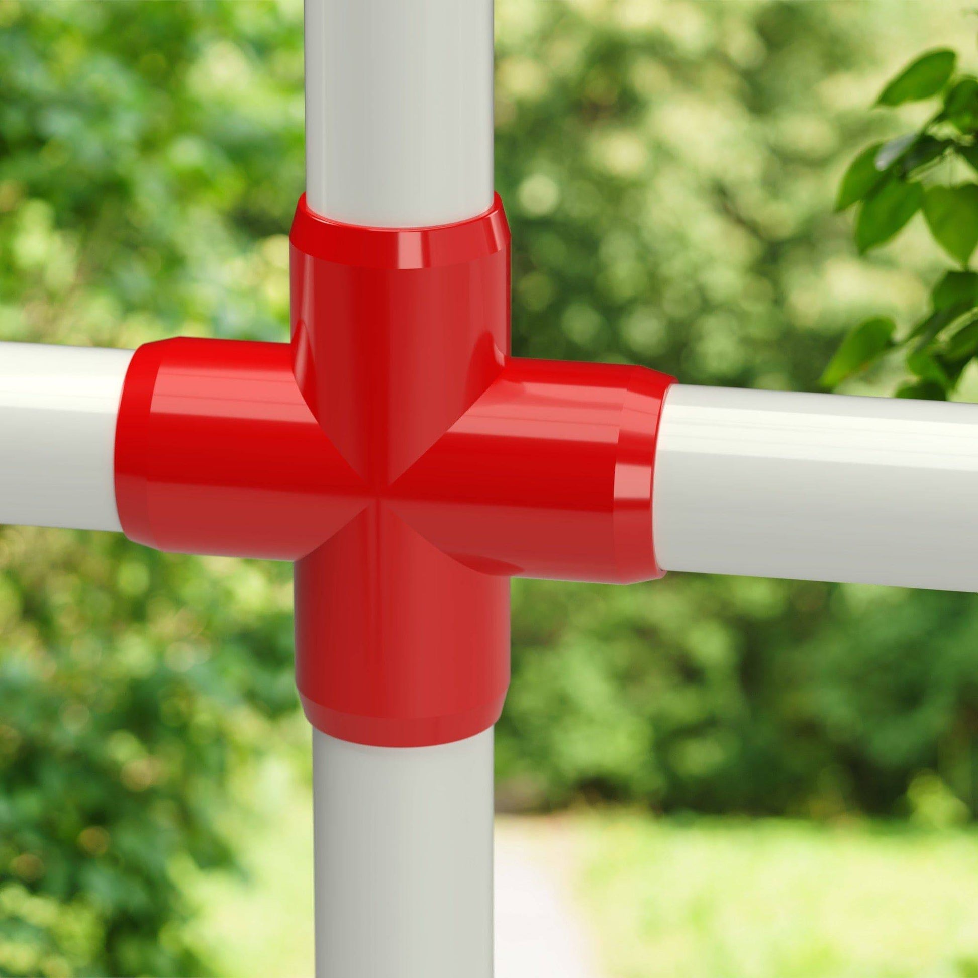 1-1/2 in. Furniture Grade PVC Cross Fitting - Red - FORMUFIT