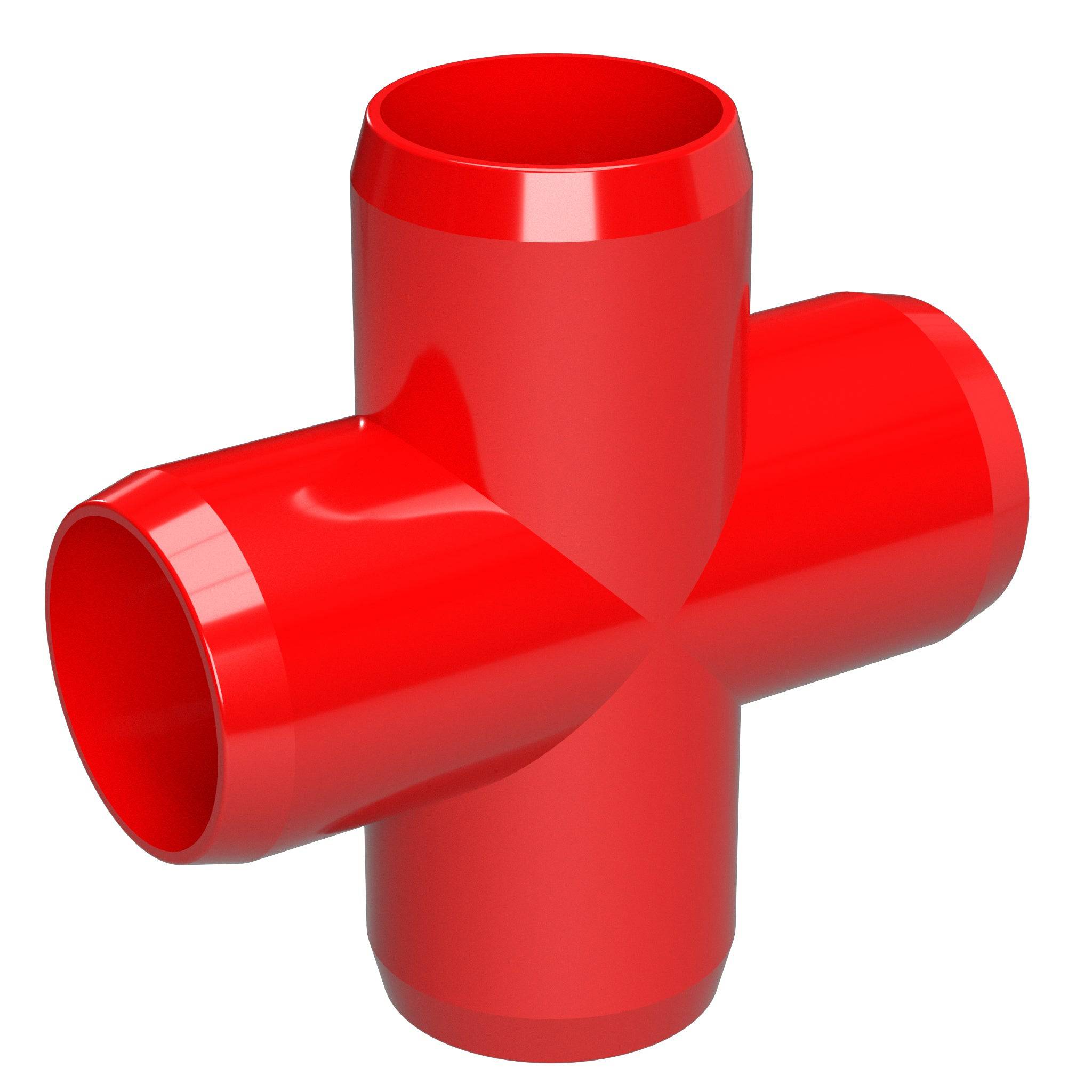 1-1/2 in. Furniture Grade PVC Cross Fitting - Red - FORMUFIT