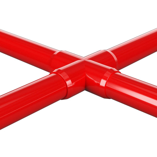 1-1/2 in. Furniture Grade PVC Cross Fitting - Red - FORMUFIT