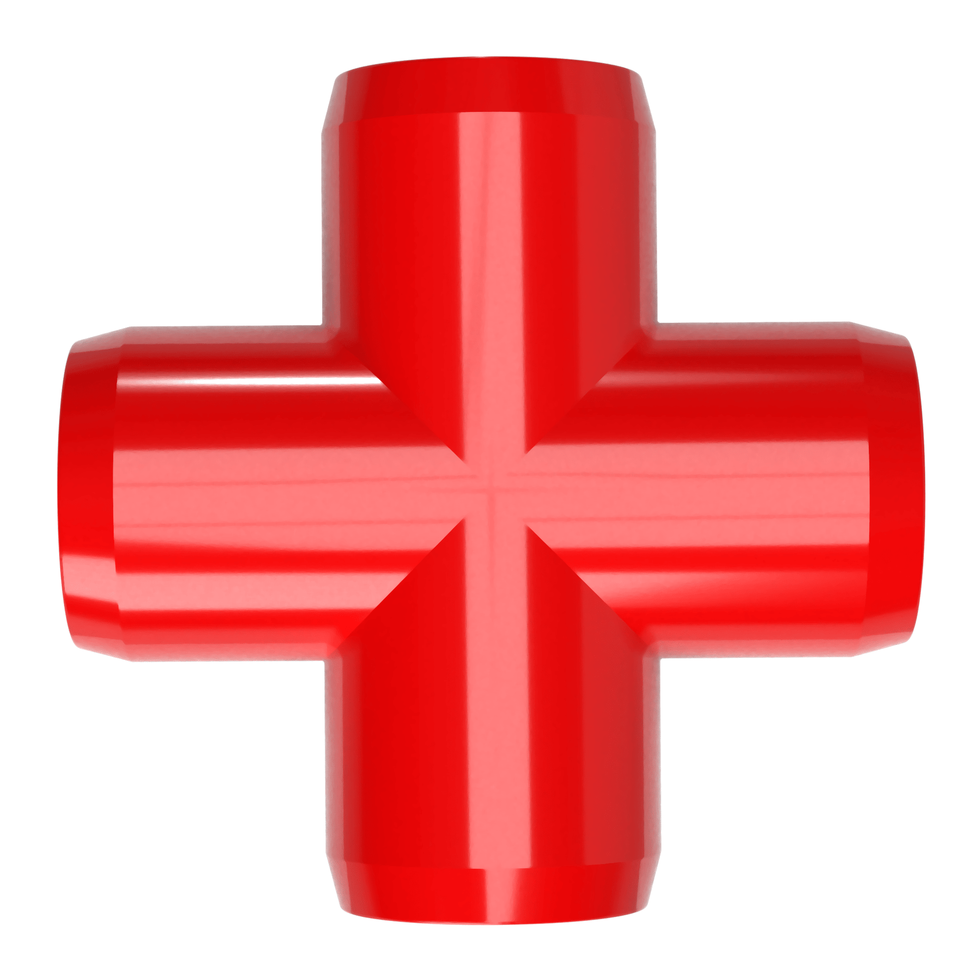 1-1/2 in. Furniture Grade PVC Cross Fitting - Red - FORMUFIT