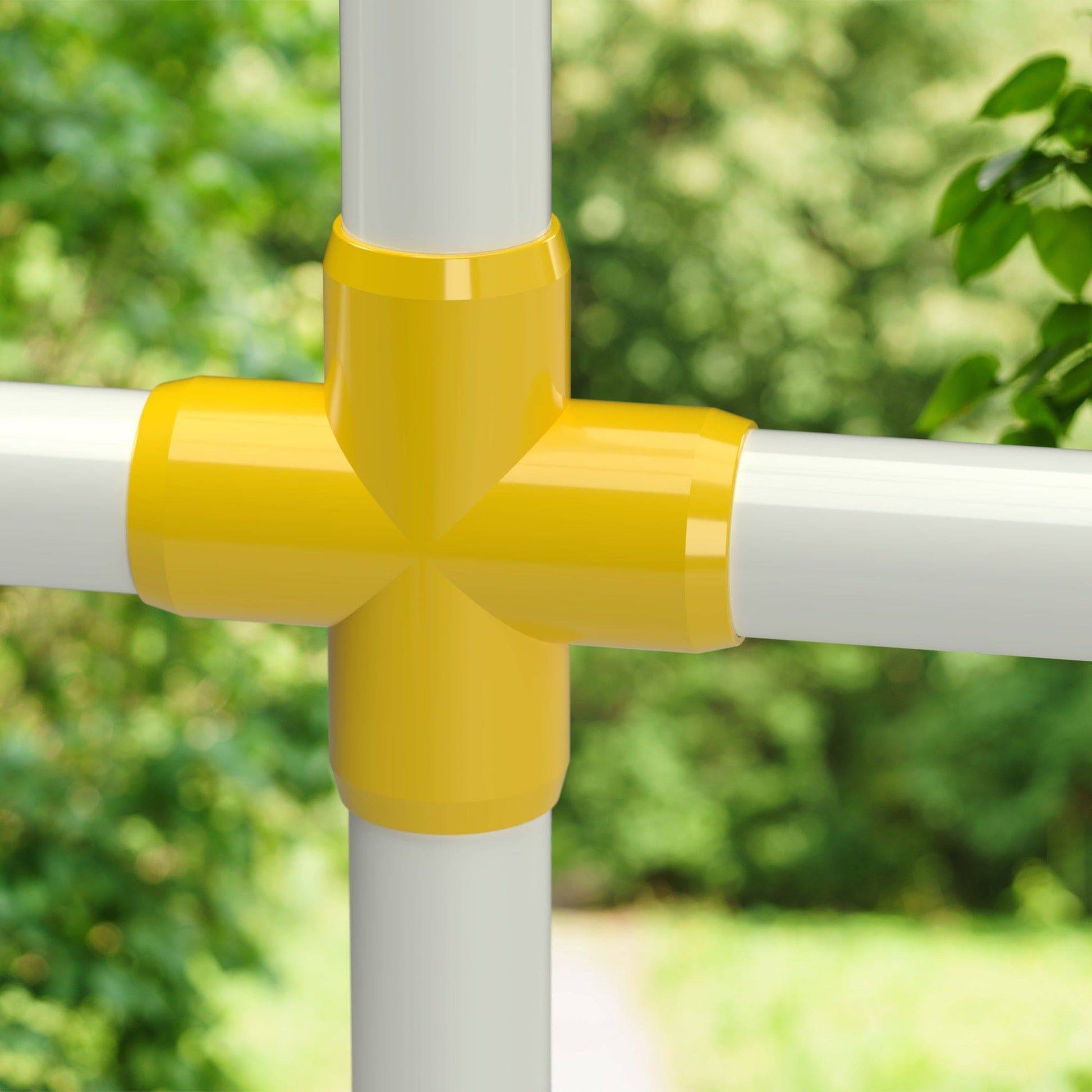 1-1/2 in. Furniture Grade PVC Cross Fitting - Yellow - FORMUFIT