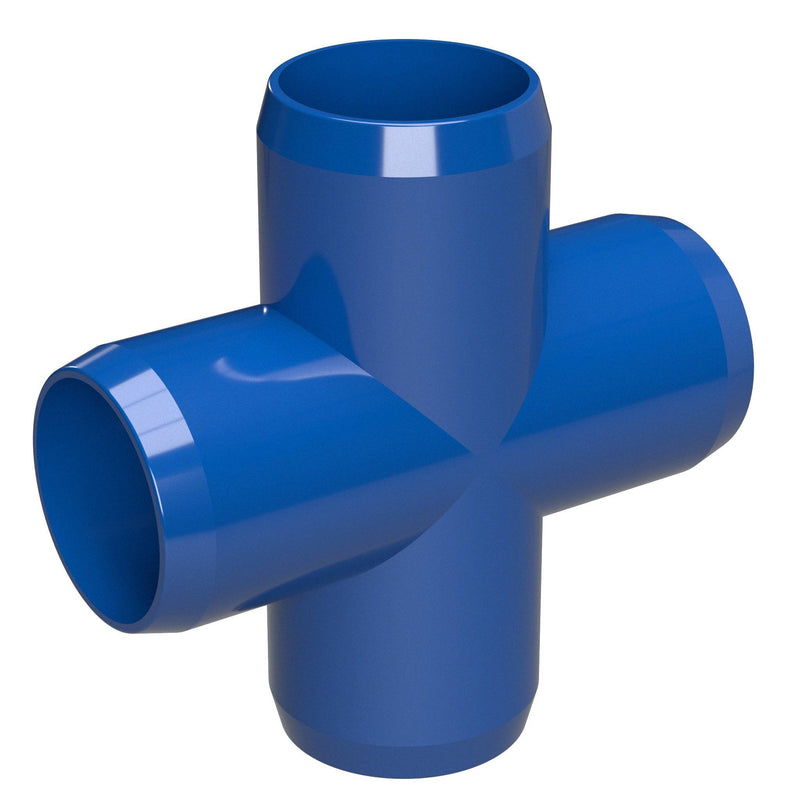 Load image into Gallery viewer, 1-1/4 in. Furniture Grade PVC Cross Fitting - Blue - FORMUFIT
