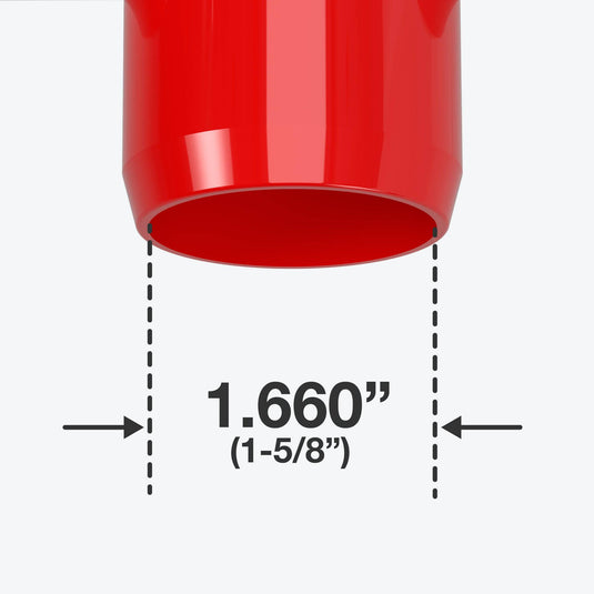 1-1/4 in. Furniture Grade PVC Cross Fitting - Red - FORMUFIT