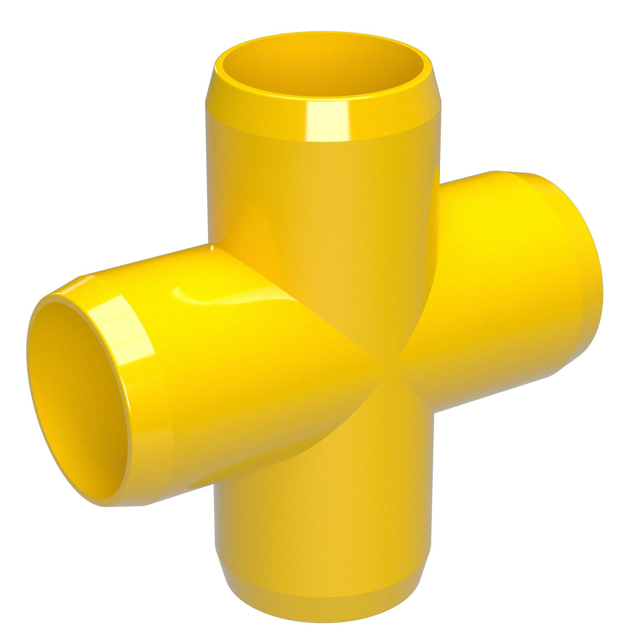 1-1/4 in. Furniture Grade PVC Cross Fitting - Yellow - FORMUFIT