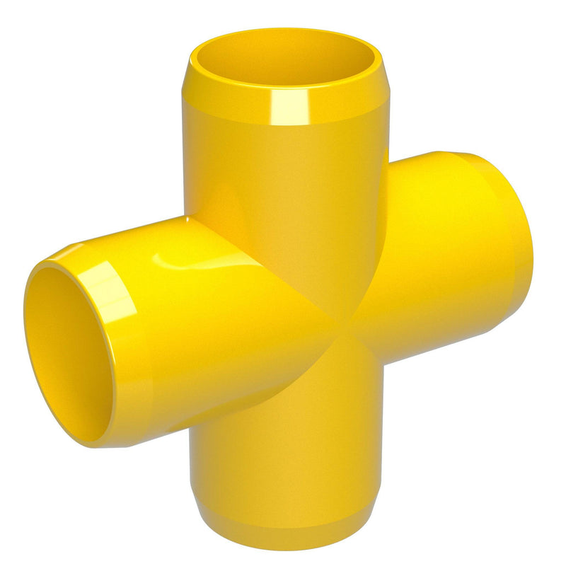 Load image into Gallery viewer, 1/2 in. Furniture Grade PVC Cross Fitting - Yellow - FORMUFIT
