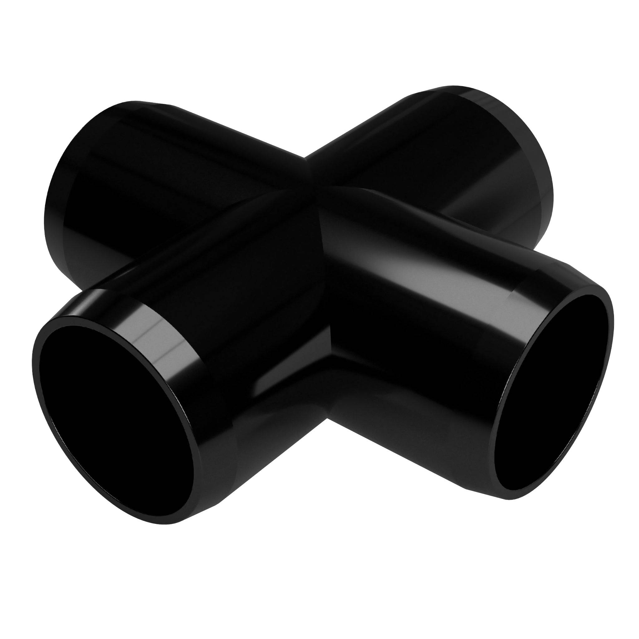 1 in. Furniture Grade PVC Cross Fitting - Black - FORMUFIT