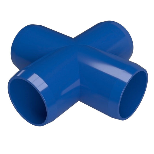 1 in. Furniture Grade PVC Cross Fitting - Blue - FORMUFIT