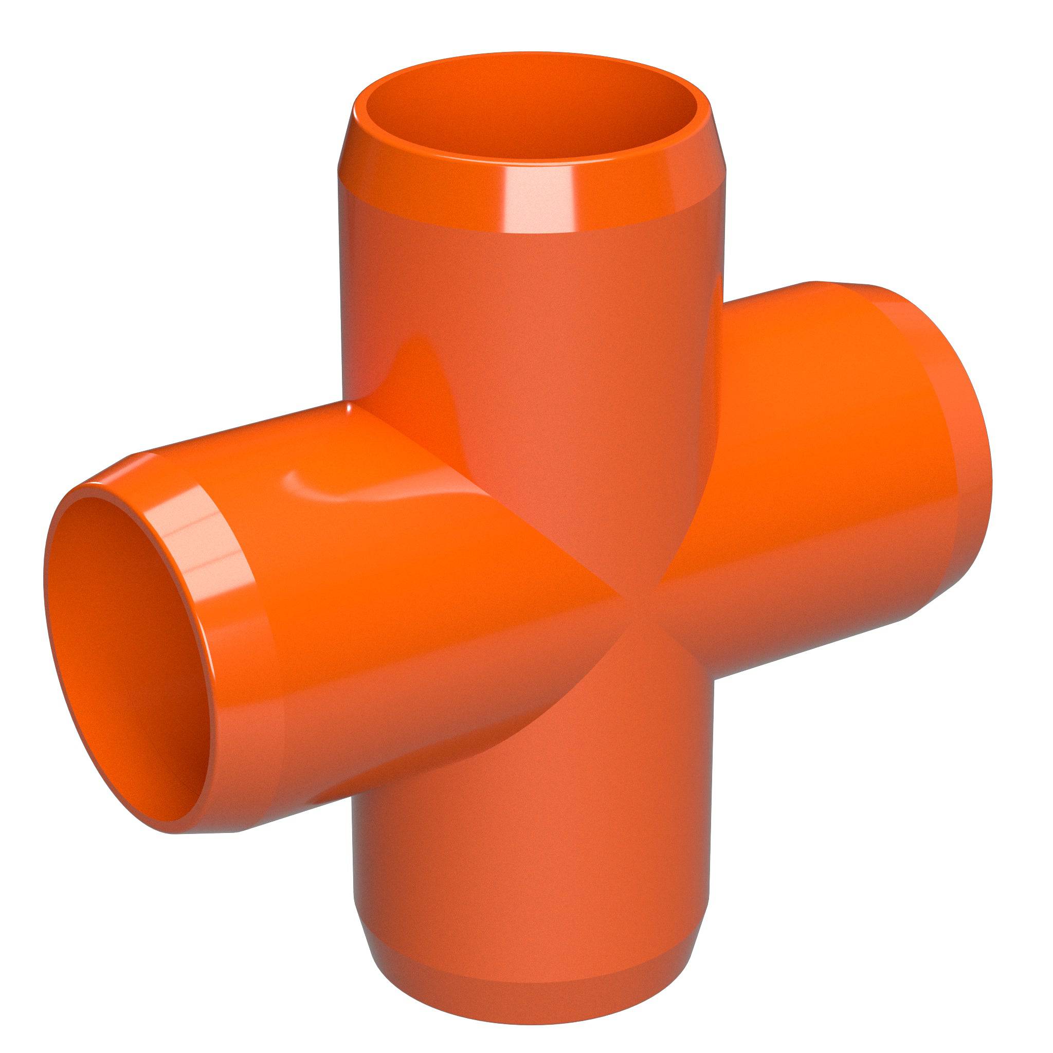 1 in. Furniture Grade PVC Cross Fitting -Orange - FORMUFIT