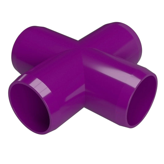 1 in. Furniture Grade PVC Cross Fitting - Purple - FORMUFIT