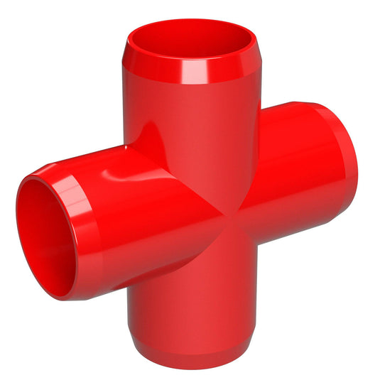 1 in. Furniture Grade PVC Cross Fitting - Red - FORMUFIT