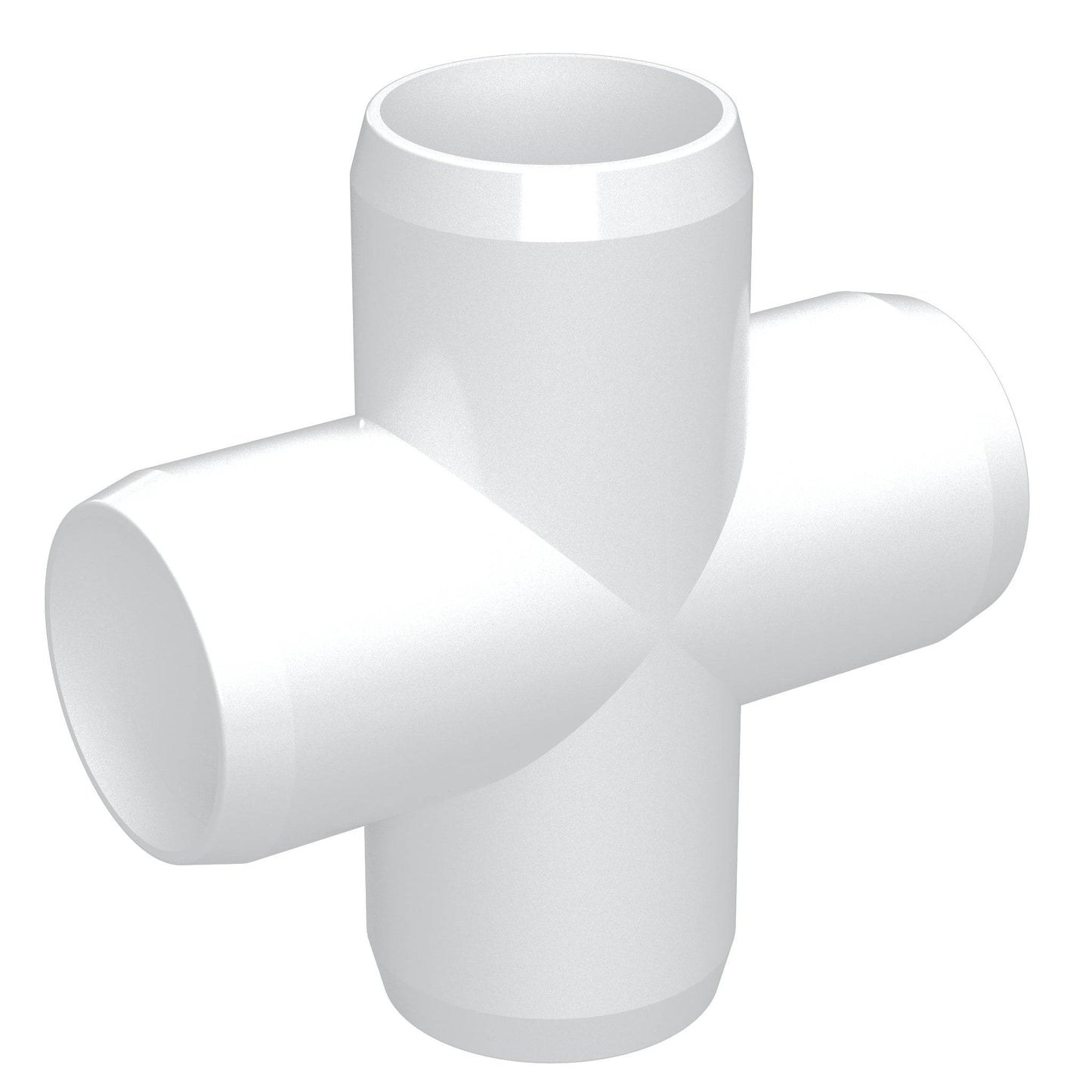 1 in. Furniture Grade PVC Cross Connector - White | FORMUFIT