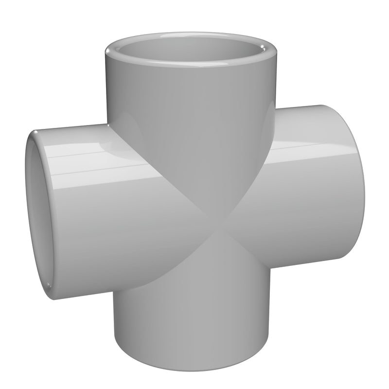 Load image into Gallery viewer, 2 in. Furniture Grade PVC Cross Fitting - Gray - FORMUFIT
