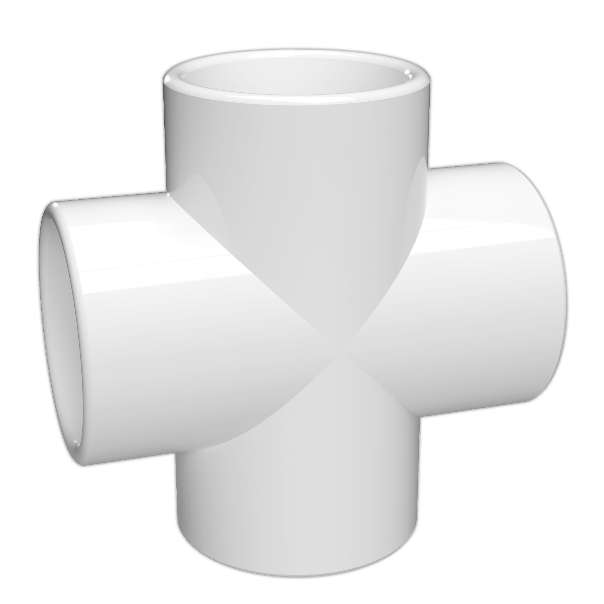 2 in. Furniture Grade PVC Cross Fitting - White - FORMUFIT