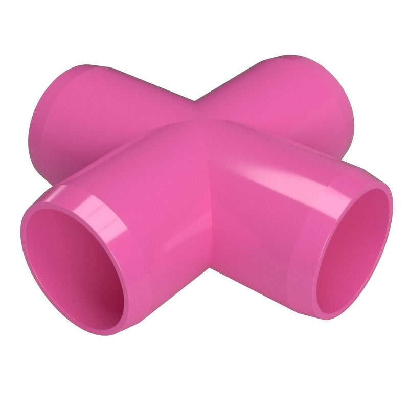Load image into Gallery viewer, 3/4 in. Furniture Grade PVC Cross Fitting - Pink - FORMUFIT
