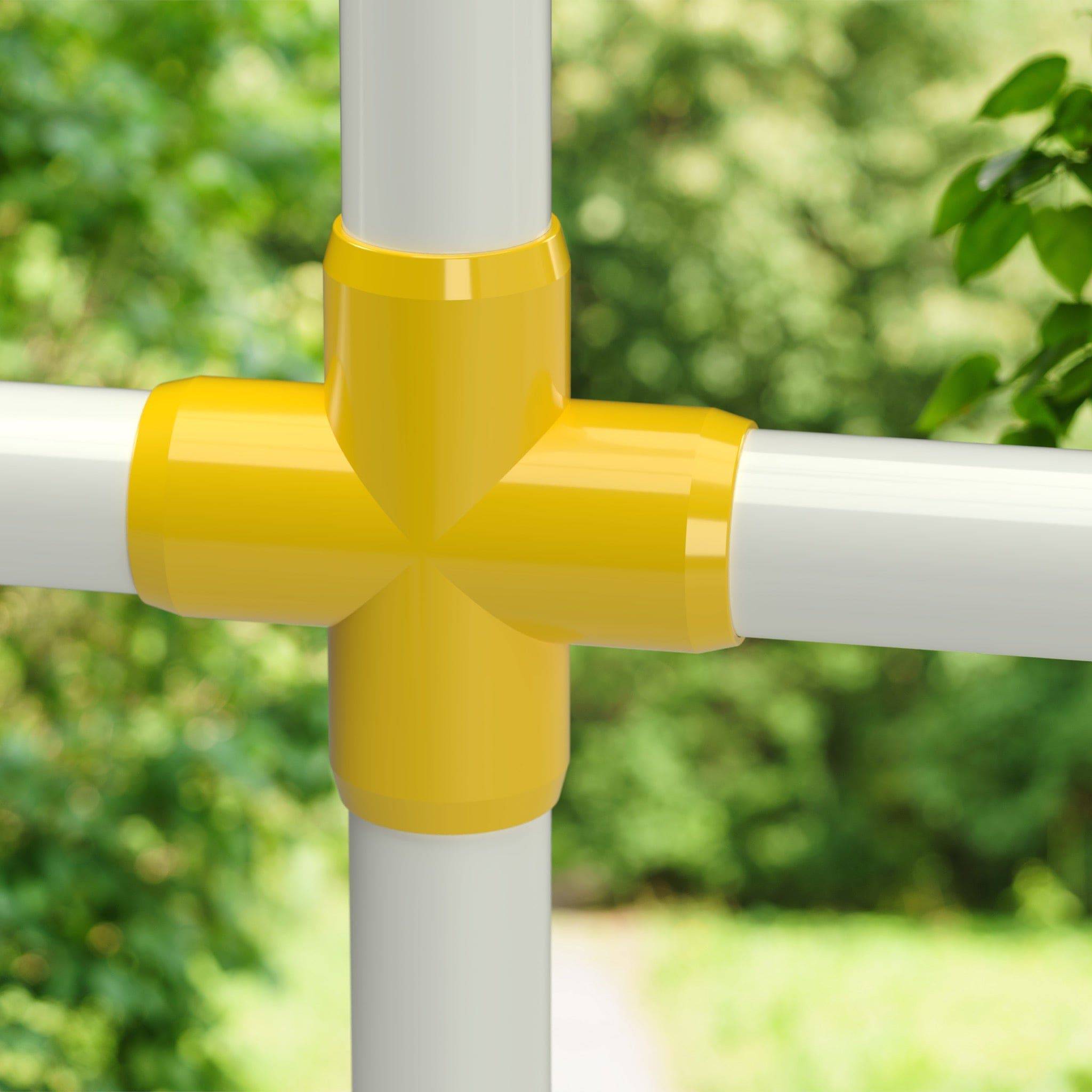 3/4 in. Furniture Grade PVC Cross Fitting - Yellow - FORMUFIT