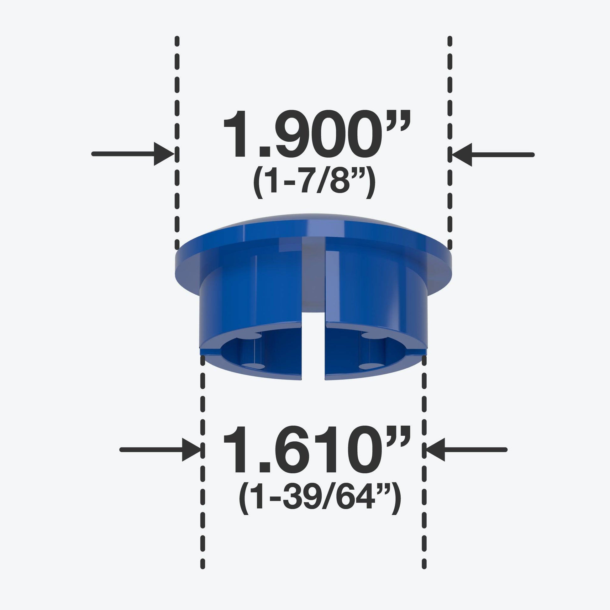 1-1/2 in. Internal Furniture Grade PVC Dome Cap - Blue - FORMUFIT