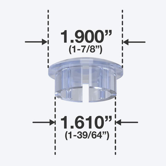1-1/2 in. Internal Furniture Grade PVC Dome Cap - Clear - FORMUFIT