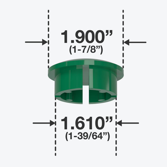 1-1/2 in. Internal Furniture Grade PVC Dome Cap - Green - FORMUFIT